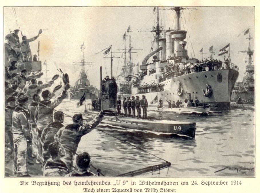 U9 denizaltısı Wilhelmshaven limanında. 24 Eylül 1914