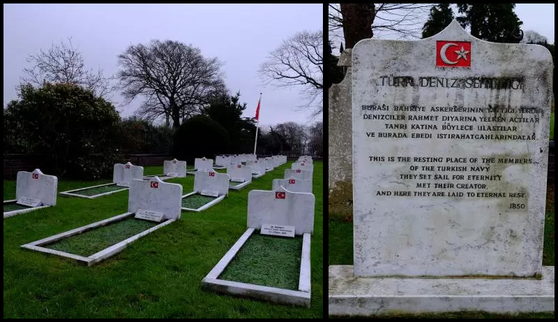 Mir’at-ı Zafer ve Sirağ-ı Bahr-i Birik isimli fırkateynlerimizin 1850 yılında Britanya’yı ziyareti sırasında şehit olan 23 bahriyelilinin mezarları. Denizcilerimizin çoğu kolera salgınında şehit olmuştur, mezarları Porstmouth’un batısındaki Gosport kasabasındadır.
